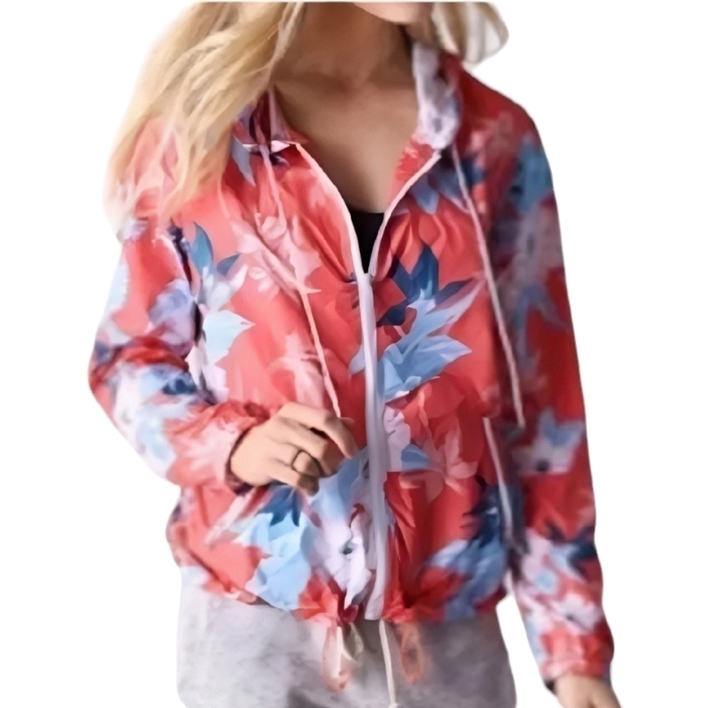 American‎ Eagle Pink Tropical Floral Rain Coat
